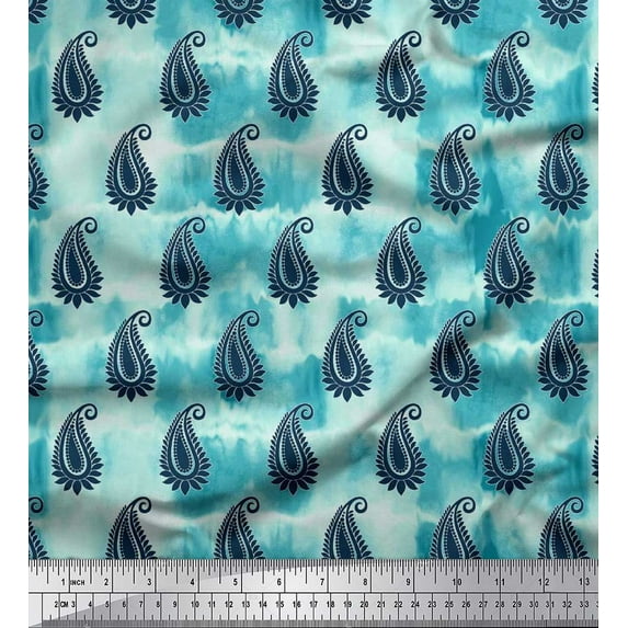Soimoi Cotton Jersey Fabric Texture & Paisley Print Sewing Fabric Yard 58 Inch Wide
