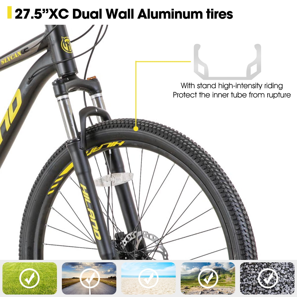 Hiland Aluminum Mountain Bike 21 Speeds MTB,Lock-Out Suspension Fork,27.5 inch Wheel,Mens Mountain Bike Bicycle, Black