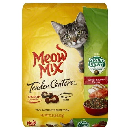 Tender Turkey - Meow Mix Tender Centers Salmon & Turkey Flavors With Vitality Bursts Dry Cat Food, 13.5-Pound
