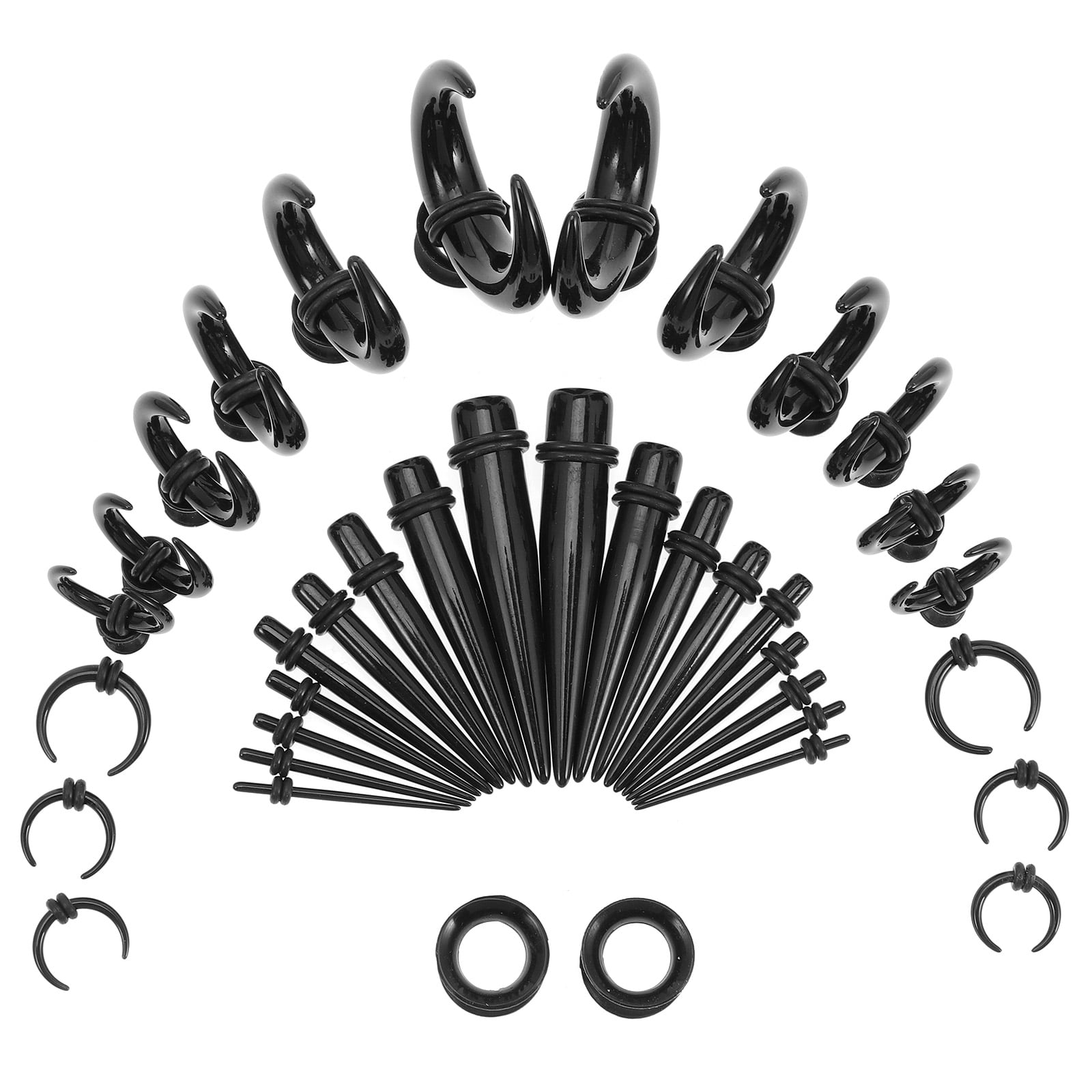 50pcs Acrylic Ear Gauges Ear Stretching Kit Gauges Earrings Horns Ear