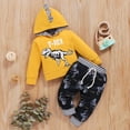 thumbnail image 3 of 2T Baby Boys Clothes 3T Boys 2PCS Fall Winter Clothing Set Dinosaur Print Toddler Boys Long Sleeve Hoodie Top Pants Set Yellow, 3 of 8