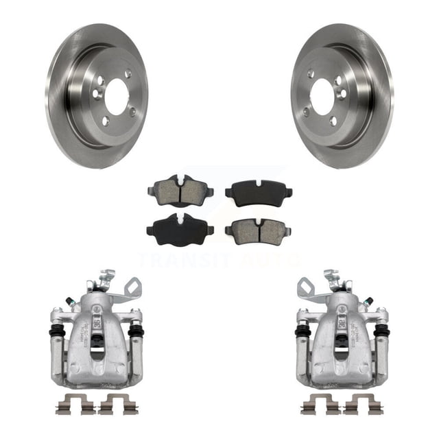 Transit Auto Rear Disc Brake Caliper Rotors and Semi-Metallic Pads Kit for Car Mini Cooper KC8-100486S