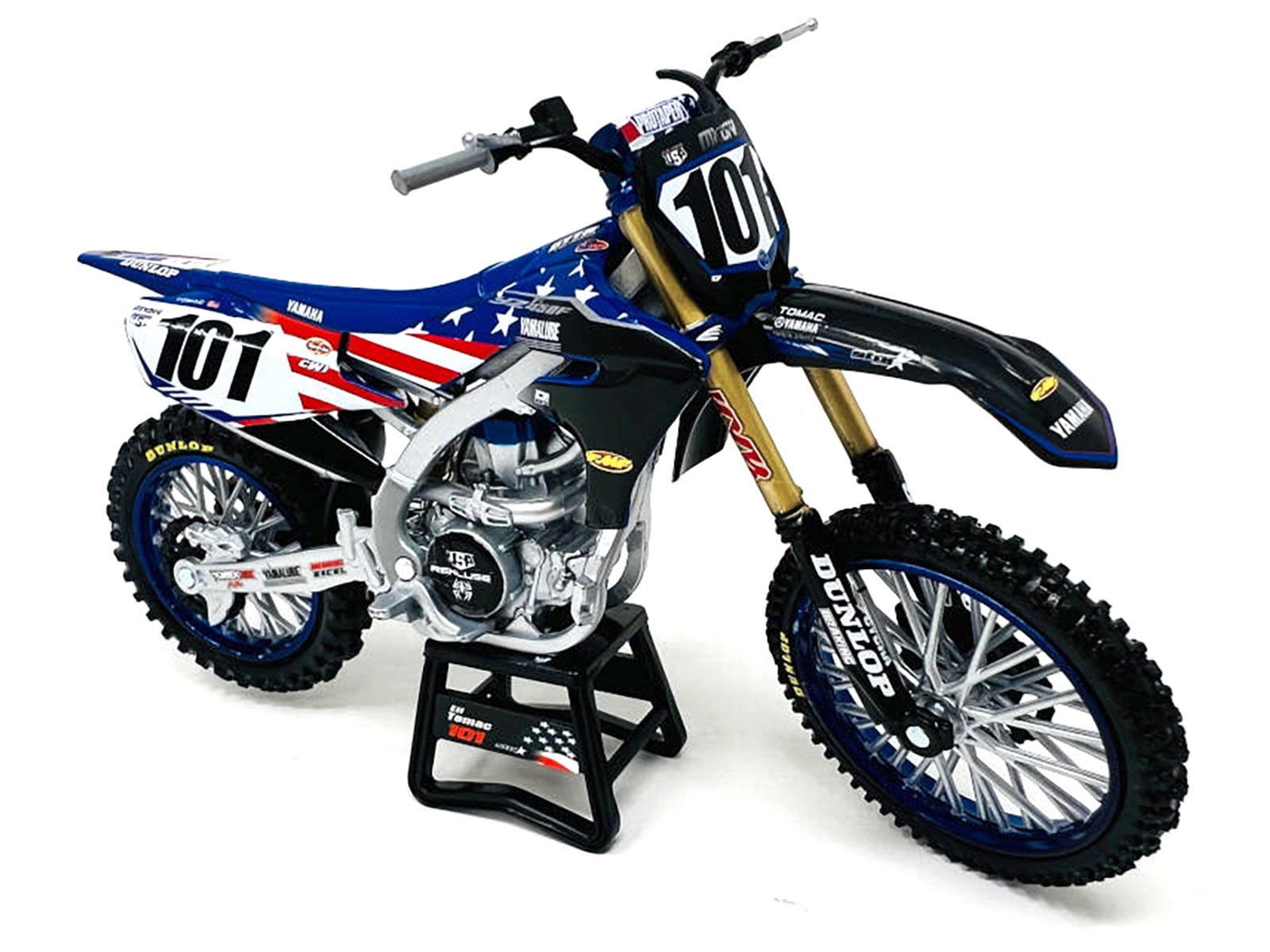 Yamaha YZ450F Dirt Bike Motorcycle #101 Eli Tomac American Flag Livery  Motocross of Nations 1/12 Model by New Ray 
