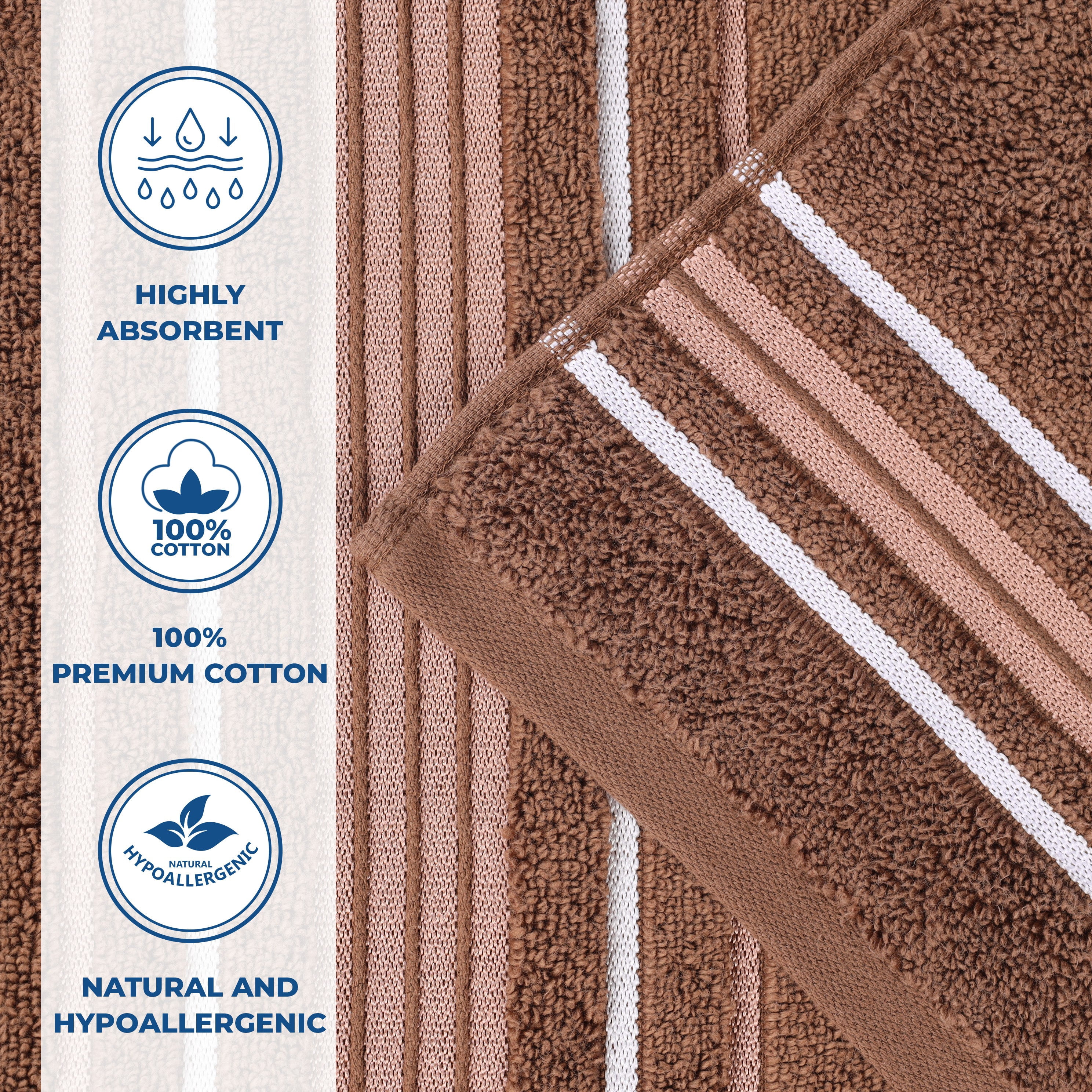 Superior Sadie Zero Twist Cotton Solid Hand Towel, Set of 6, Chocolate