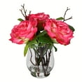 thumbnail image 1 of Vickerman 10" Dark Pink Rose In Glass Vase - FX190202, 1 of 2