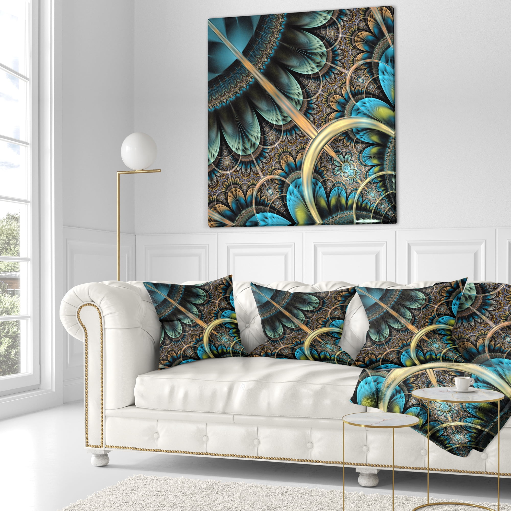 Designart 18" x 18" Blue Polyester Throw Pillow
