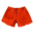 thumbnail image 5 of Pxkloy Shorts for Women Denim Casual Fashion Summer 2025 Cowboy Pants Drawstring Elastic Waist Denim Shorts Plain Tassel Pockets Shorts Red,L, 5 of 5