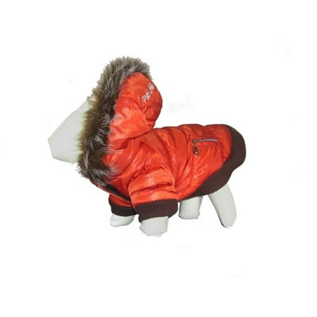 UPC: 0815617010140 | Pet Life 1TNMD Orange Metallic Fashion Parka with Removable Hood-MD