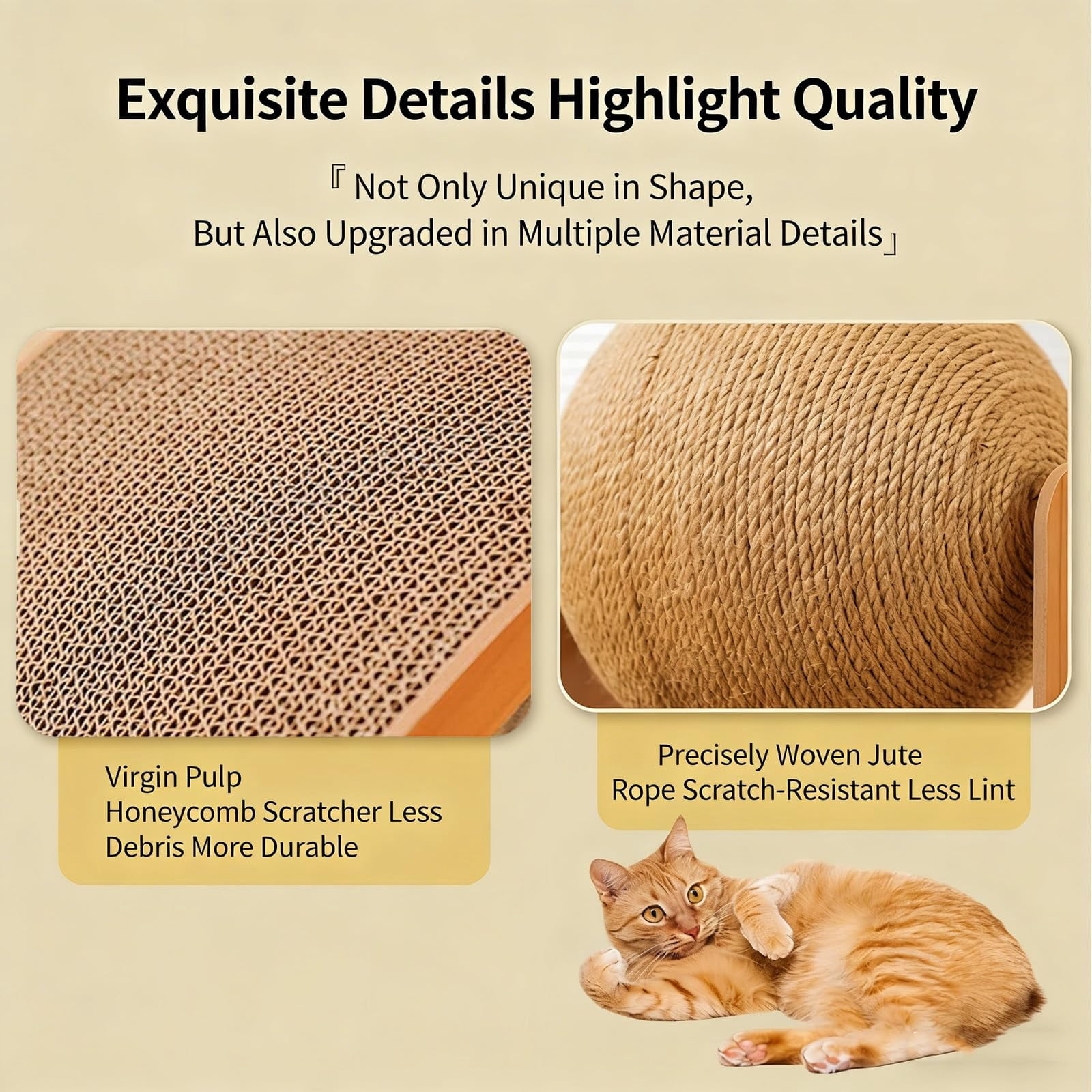 Cat Scratching Ball on Stand, 360° Rotating Sisal Ball on Solid Wood Stand, Interactive Scratching Toy for Indoor Cats