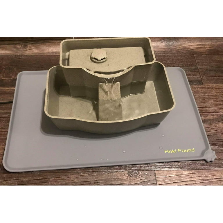 Silicone Waterproof Dog Cat Pet Food Mats Tray - Non Slip Pet Dog Cat Bowl  Mats Placemat - FDA Grade Dog Pet Cat Feeding Mat-GRAY