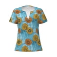 thumbnail image 4 of Wukai Sunflowers Casual V-Neck Graphic Tees for Women: Lightweight and Breathable Summer Tops with Stylish Design-Medium, 4 of 8