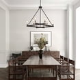thumbnail image 4 of L53" Black Farmhouse Wood Chandelier Rustic 10-Light Square Candle Light Fixture Long Ceiling Pendant Chandelier for Living Dining Room Foyer Kitchen Bedroom High Ceiling,E12, 4 of 9
