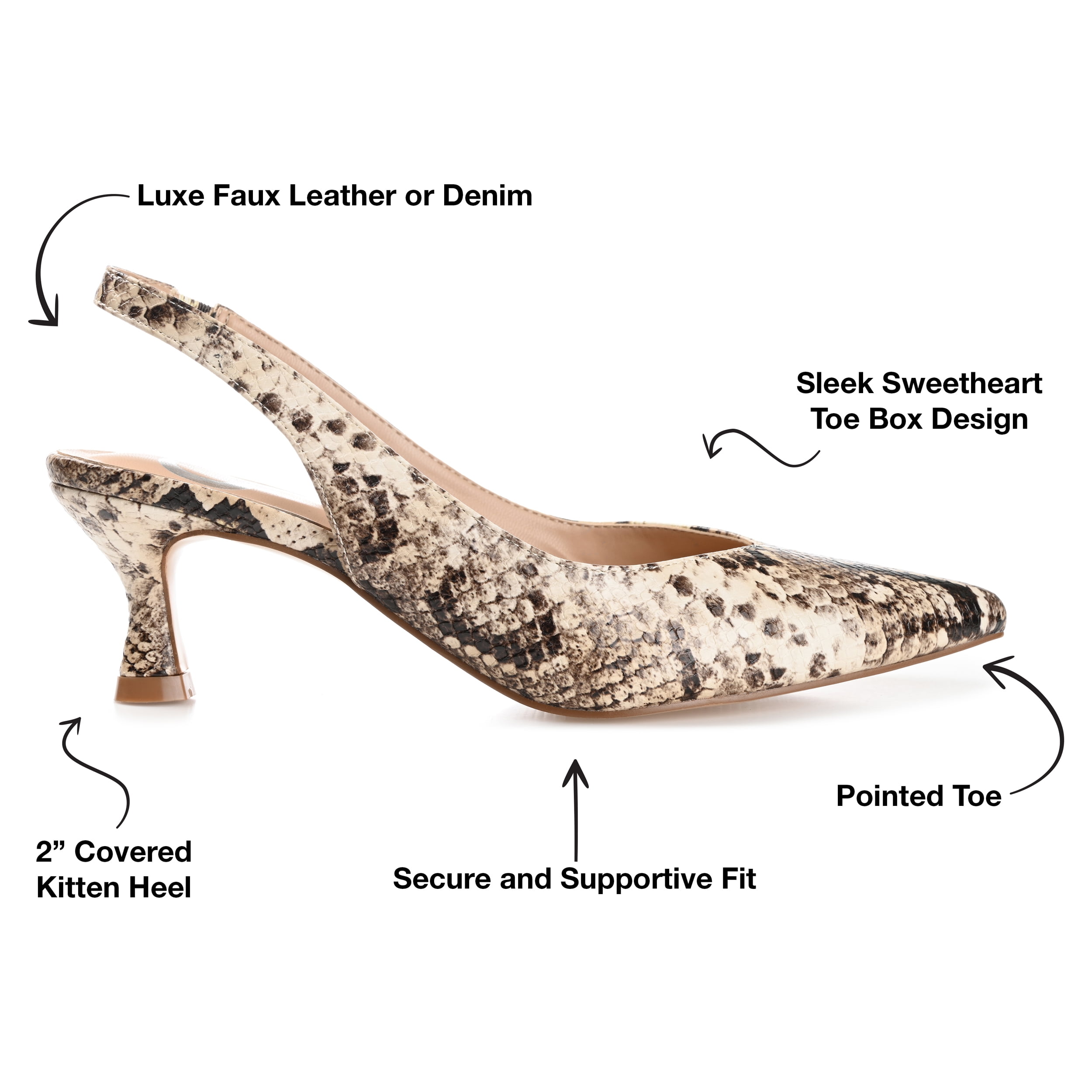Journee Womens Mikoa Kitten Heel Sling Back Pointed Toe Pumps, Widths Available