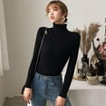thumbnail image 3 of Linamei Chandails d'Automne pour Femmes Manches Longues Slim Col Montant Tricot Slim, 3 of 6