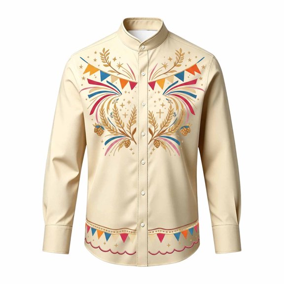 Kiijoy Toddler Boys Long Sleeve Oktoberfest Shirt Western Cowboy Button Down Shirt, Khaki, 3-4 Years