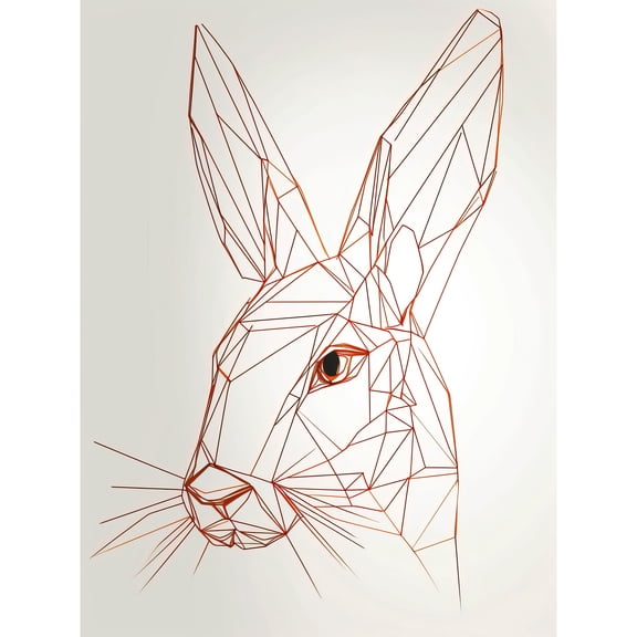 Rabbit Polygon Head Minimal Line Drawing Portrait Unframed Wall Art Print Poster Home Decor Premium