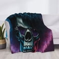 thumbnail image 3 of Yiaed Punk Style Blue Haired Skull Print Blanket Throw Blanket Soft Cozy Flannel Blanket for Home Bed Sofa Couch Chair-50"x40", 3 of 6