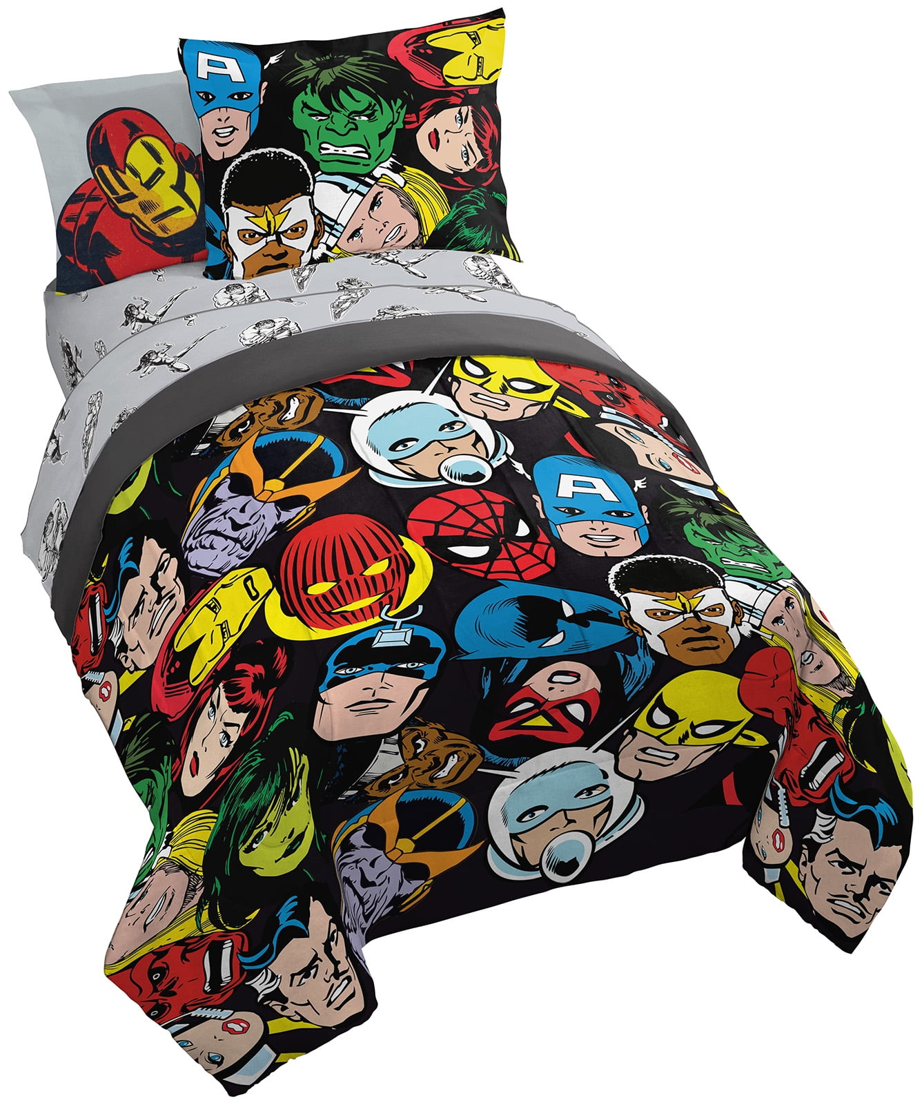 Super Soft Kids Bedding Features Black Panter Official Marvel Product Fade Resistant Polyester Jay Franco Marvel Black Panther Wakanda Twin/Full Quilt & Sham Set 