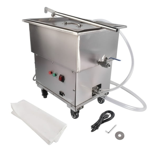 NEWZQ 18L Capacity Commercial Deep Fryer Oil Filter, High Efficiency Mobile Cooking Oil Filtration System Truck - US Standard 110V 370W