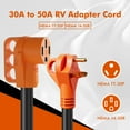 thumbnail image 2 of KYascend 30 Amp Male to 50 Amp Female RV Adapter Cord, NEMA TT-30P to 14-50R Electrical Converter 12 Inch STW 10AWG/3 Cord Cable with Grip Handle ETL Listed, 2 of 7