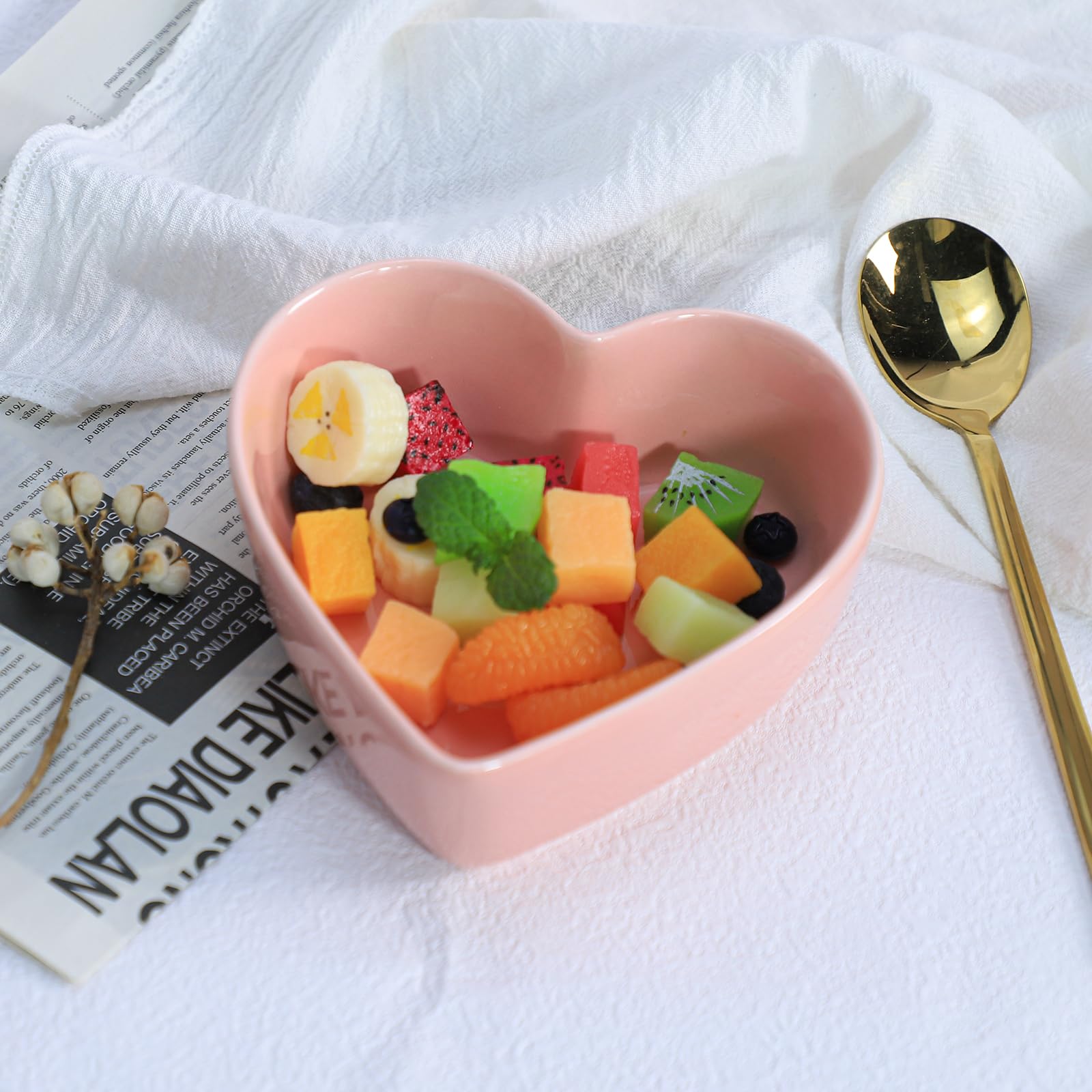 2pcs Heart-Shaped Bowls for Salad Soup Snack Dessert Household Cooking Bowls for Home Kitchen