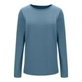 thumbnail image 4 of Ribbed Knit Tops Long Sleeve Womens Casual Comfy Blouses Plain Pullover Sweatshirt Fall Sweaters Loose Fit (L, Navy), 4 of 7