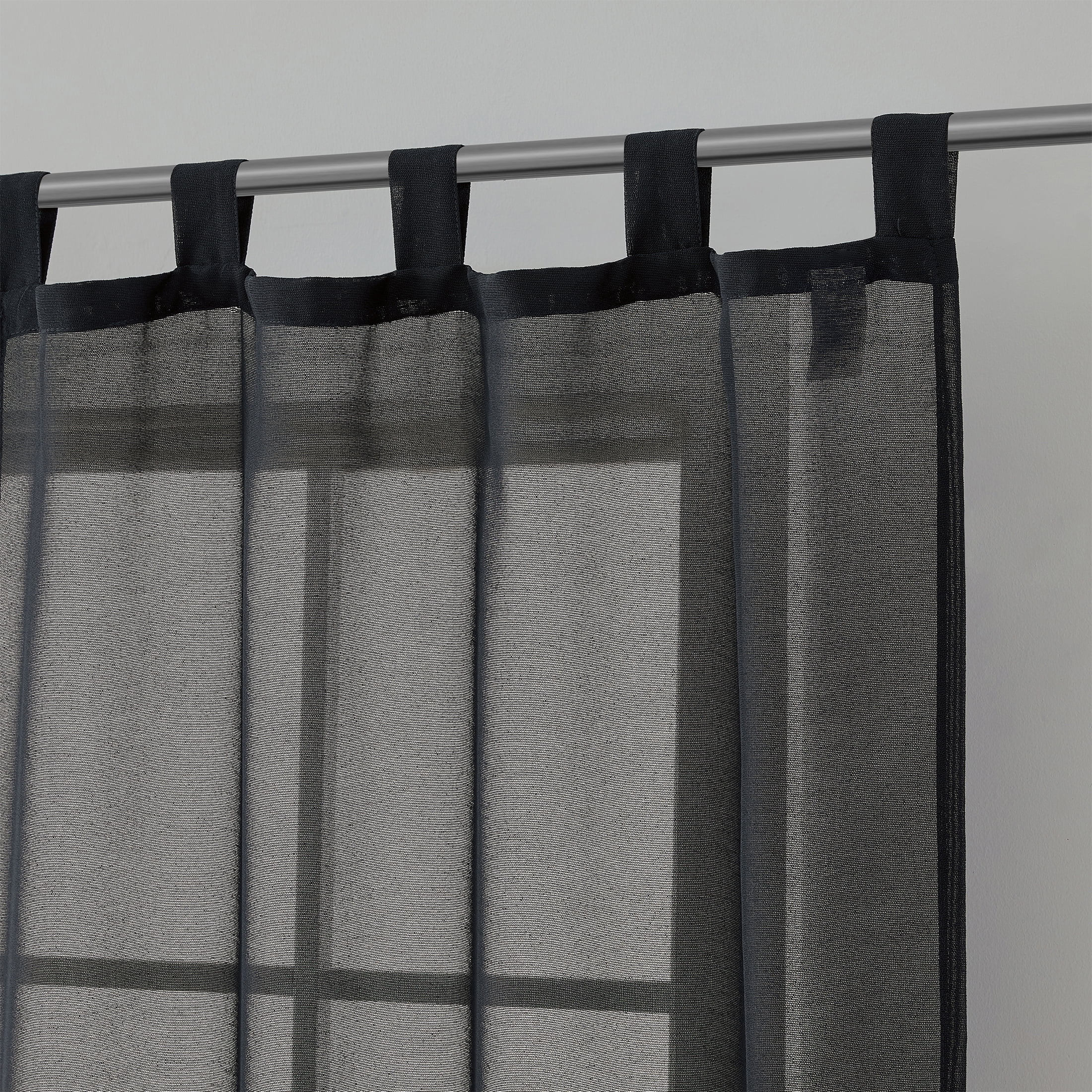 Mainstays Light Filtering Tab Top Curtain Panel Set, Set of 2, Black, 37" W x 84" L