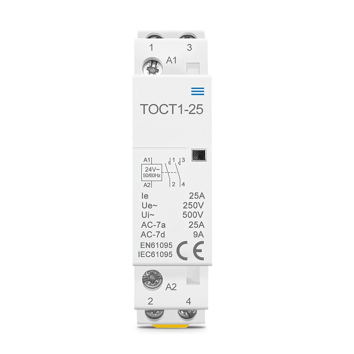 2P 25A 24VAC 50/60Hz Din Rail Household AC Modular Contactor 2NO or 1NO 1NC