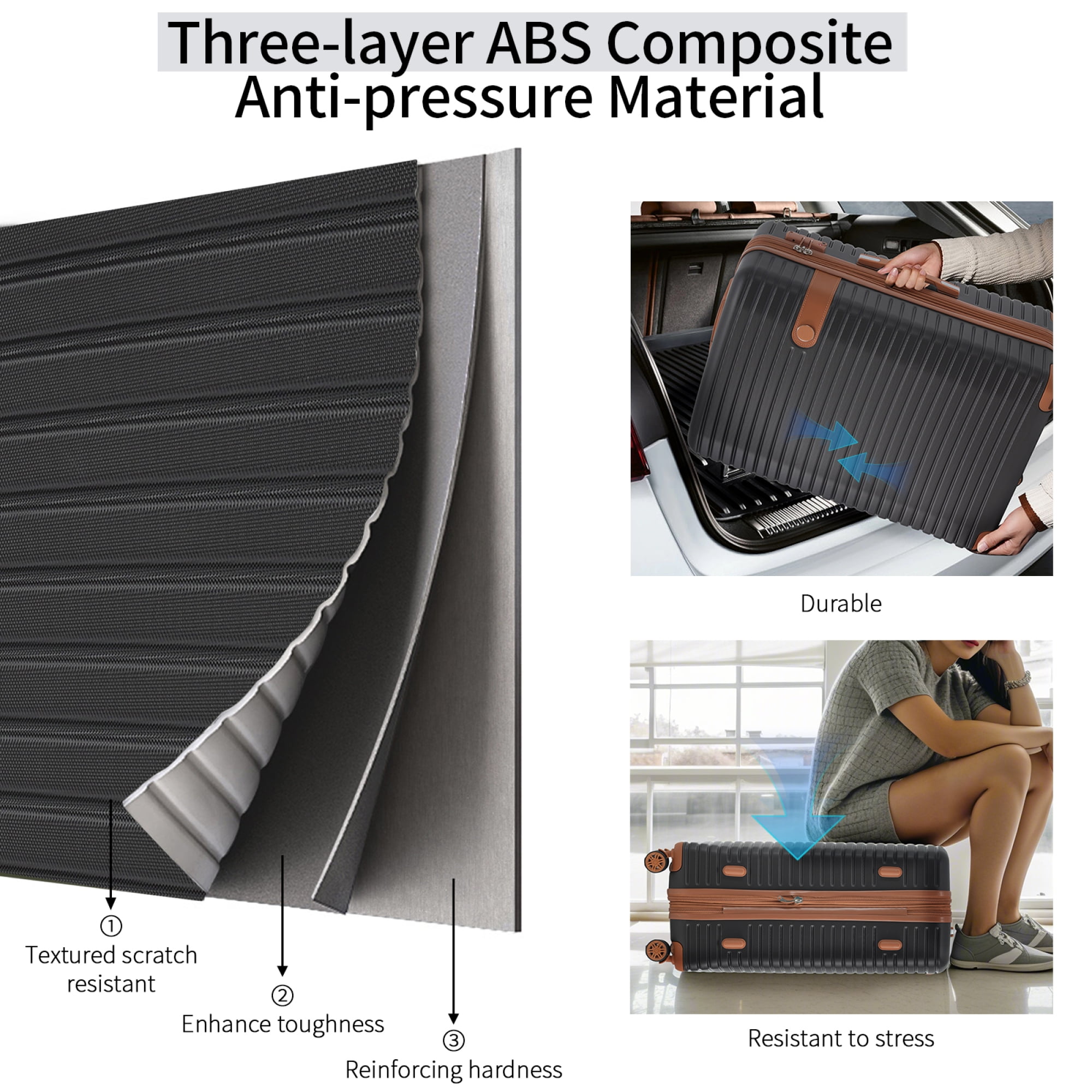 4 Piece Luggage Set with 4 Packing Cubes Hardside Suitcase with 360° Spinner Wheels Lightweight Travel Suitcase Set