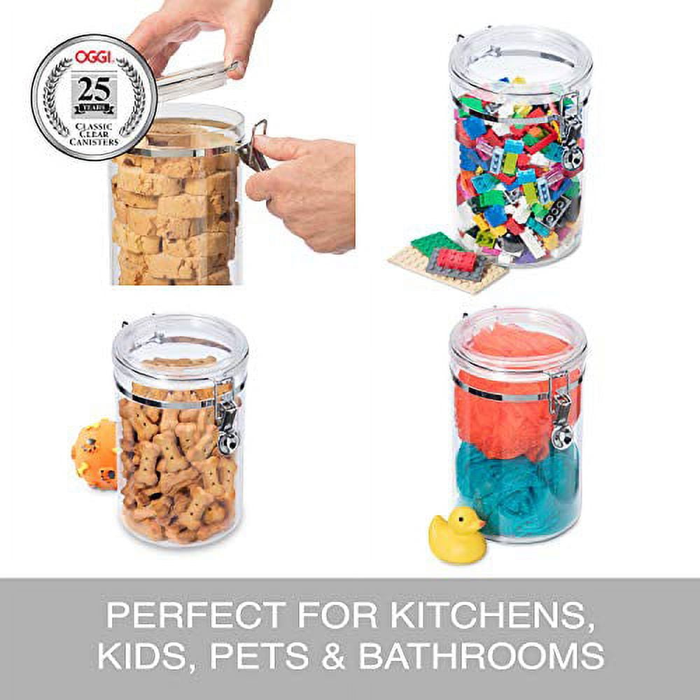 3-Piece Acrylic Canister Set with Airtight Clamp Lids, Food