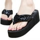 thumbnail image 5 of Sandalias de plataforma con purpurina para mujer Sandalias de tanga brillantes Chanclas antideslizantes con tacón de cuña Talla 36 (negro), 5 of 5