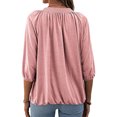 thumbnail image 3 of Yuemengxuan Women Fashionable Pullover, Solid Color Round Collar Three-quarter Sleeves Tops, 3 of 4