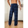 thumbnail image 3 of U2SKIIN Mens Fleece Pajama Pants, Comfy Plaid Lounge PJ Bottoms with Pockets,(Dark-Blue Plaid,S), 3 of 5