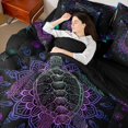 thumbnail image 4 of Manfei Sea Turtle Print Bedding Comforter Set 7-Piece, Gradient Mandala Full Bedding Set, Bohemian Flower Floral Fitted Sheet Flat Sheet, Microfiber Bedroom Decor, 4 of 8