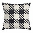 thumbnail image 1 of Checkered Throw Pillow Cushion Cover, Diagonal Stripes and Squares Monochrome Sketchy Geometric Grid Revival Tile, Decorative Square Accent Pillow Case, 20 X 20 Inches, Black and White, by Ambesonne, 1 of 2