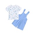 thumbnail image 2 of CARETOO Toddler Girl Clothes 2Pcs Baby Girl Outfits Floral T-Shirt Bib Overall Shorts Clothing Set, 2 of 7
