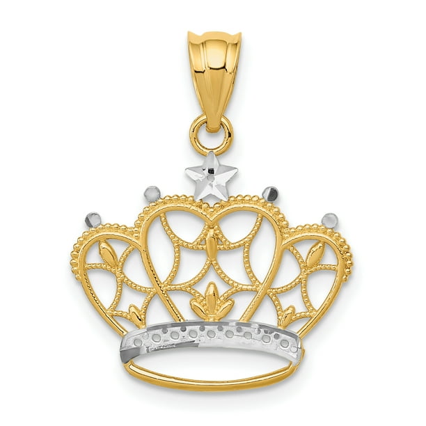 Icecarats 14k Yellow Gold Crown Pendant Charm Necklace Walmart Com Walmart Com