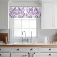 thumbnail image 3 of Purple Lavender Valance Curtains for Kitchen/Living Room/Bathroom/Bedroom Window, Rod Pocket Small Topper Half Short Window Curtains Voile Sheer Scarf, Farmhouse Pastoral Botanical Floral 54"x18", 3 of 8