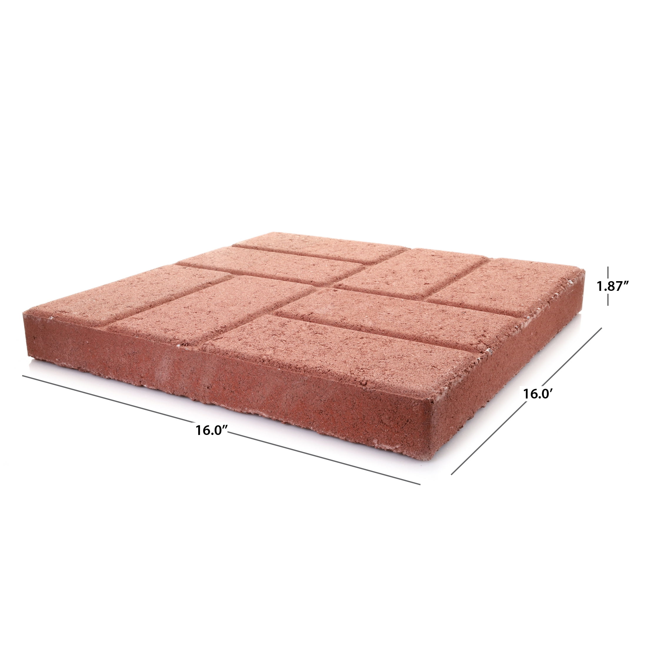 Pavestone 16" Square Brickface Red Stepping Stone