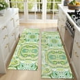 thumbnail image 4 of Kitchen Rugs Sets Of 2,Green Ethnic Paisley Pattern Anti Fatigue Kitchen Mat Rugs Non Slip Washable,Decorative Kitchen Floor Mats for Kitchen,Sink,Laundry,17"X47", 4 of 5