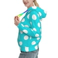 thumbnail image 2 of Honeii Aqua And White Polka Dot Pattern Womens Oversized Hoodies Long Sleeve Sweatshirts Pullover Fall Outfits with Pocket-Medium, 2 of 7