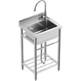 thumbnail image 7 of AOILE Free Standing Stainless Steel Sink, Utility Sink with Faucet & Storage Shelf for Kitchen, Garage, 7 of 7