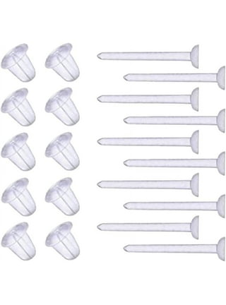 20 Pair Invisible Clear Plastic Stud Earrings Acrylic Post Silicone Back  Ear Pin