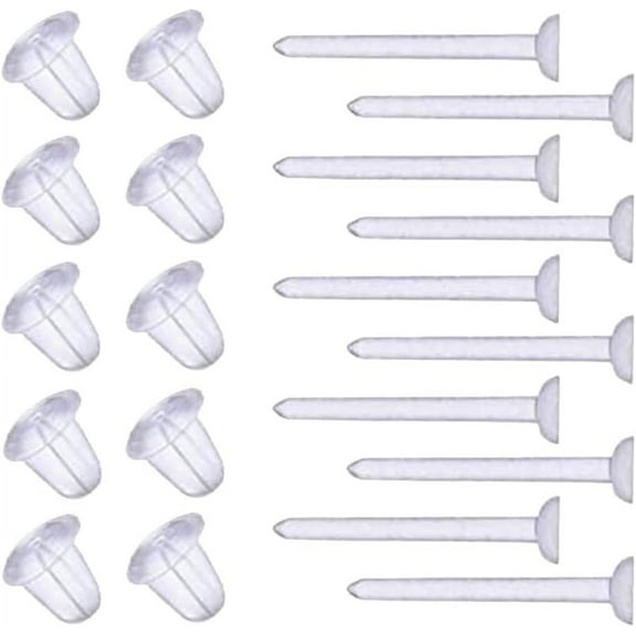 100 Pairs Plastic Transparent Earrings Invisible Earring Stud Clear Ear Pins Ear Piercing Retainers Earring Post Protectors for Men Women