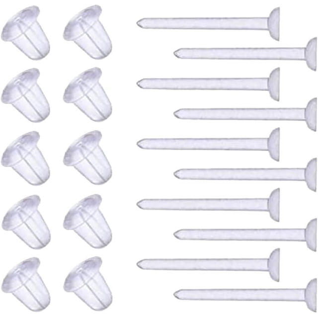 100 Pairs Plastic Transparent Earrings Invisible Earring Stud Clear Ear Pins Ear Piercing Retainers Earring Post Protectors for Men Women