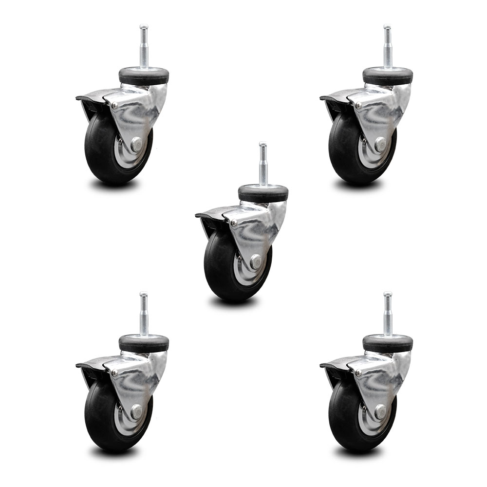 Service Caster Bright Chrome Hooded 3 Inch Swivel Neoprene Rubber