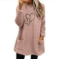 thumbnail image 3 of lcziwo Womens Sherpa Pullover 2025 Winter Fuzzy Fleece Sweatshirts Cute Heart Print Crewneck Thermal Sweatshirt Loose Comfy Loungewear Tunic Tops with Pockets Sales of Today Prime Pink S, 3 of 6