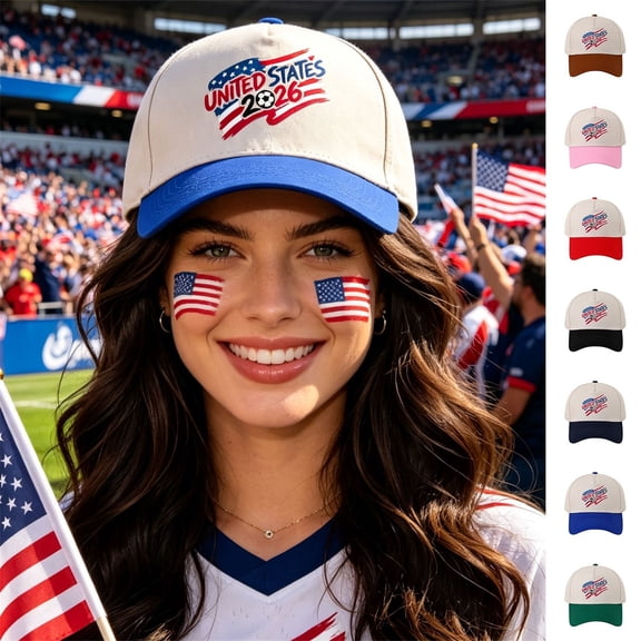 Helii United States 2026 Baseball Cap – American Flag USA Soccer Fan Hat, Patriotic Color Block Two Tone Adjustable Cap for Men Women, Summer Outdoor Sports Running Hat Coffee,One Size
