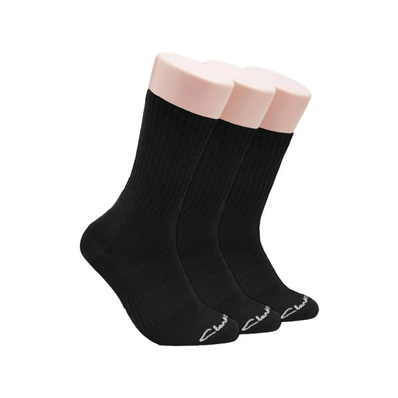 Clarks Men's Casual Half Cushion Crew Socks with Fine Rib Welt 3 Pair, Black, Men's 7-12 Shoe