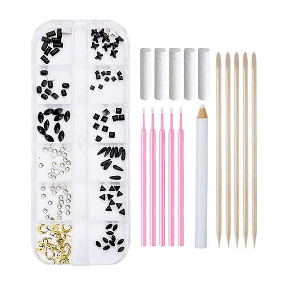 Kit de joyería dental, kit de gemas dentales de moda para fiestas, festivales y uso diario. Negro